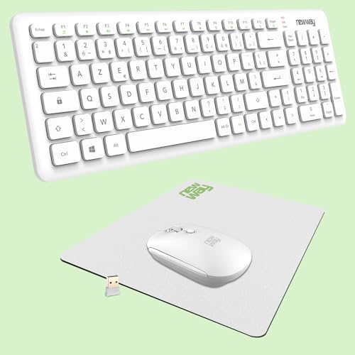 NEWWAY – Pack RF01 Clavier Souris sans Fil avec Tapis – Clavier Wireless Français (AZERTY) 97...