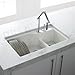 Indio Undermount Single Hole Offset Double Bowl Kitchen Sink Finish: Almond