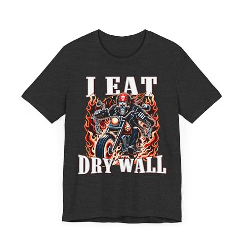 T-shirt moto squelette I Eat Dry Wall coton unisexe coupe confort