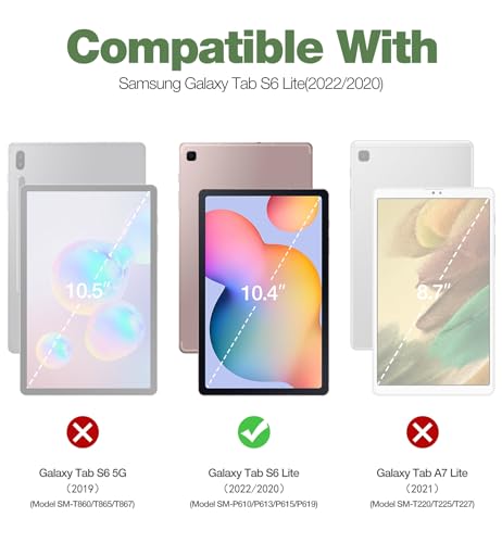 Dexnor Case for Samsung Galaxy Tab S6 Lite 10.4 Inch 2024/2022/2020, [Built in Screen Protector & Kickstand] with Pen Holder Heavy Duty Shockproof Full Body Protective Cover for Tab S6 Lite (Pink)