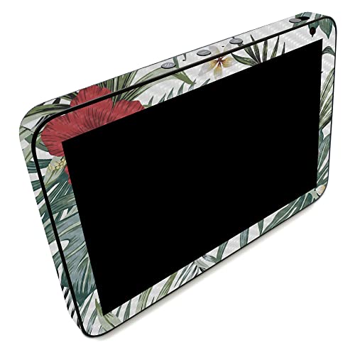 Image of MightySkins Carbon Fiber Skin Compatible with Amazon Echo Show 8 (Gen 2) - Tropical Hibiscus | Protective, Durable Textured Carbon Fiber Finish | Easy to Apply