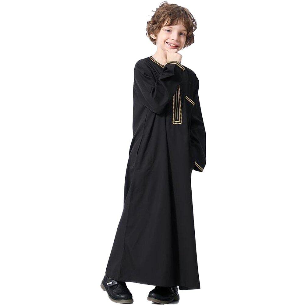 Jilbab niños con patchwork bordado y detalles de abaya dubai en vestido largo