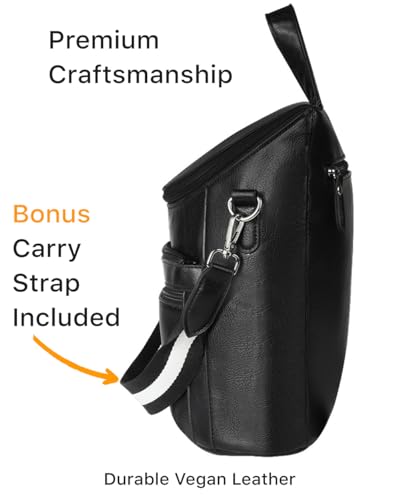 Image of Nollia Black Leather Mini Backpack for Women | Light Travel Small Daypack with Adjustable Strap | Black Backpack Purse