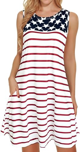 Image of elescat Women's Summer Dresses 2026 Beach Casual Sleeveless Floral Print Tank Loose Sundress with Pocket