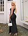 YMDUCH Women's Elegant One Shoulder Sleeveless Twist Waist Bodycon Party Long Dress Black