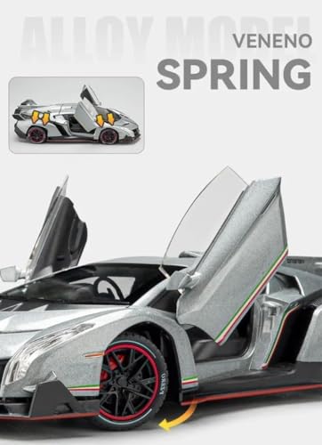 Image of Exclusive Alloy Metal Pull Back Die-Cast Car Diecast Metal Pullback Toy Car with Openable 6 Doors,Light Music Boys Gifts Toys (1:24 VANENO - White Color)