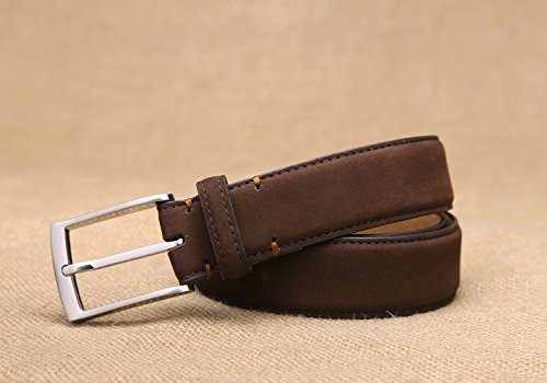 Handmade Nubuck Leather Men's Belt Contrast Stitching Casual Dress Belts2