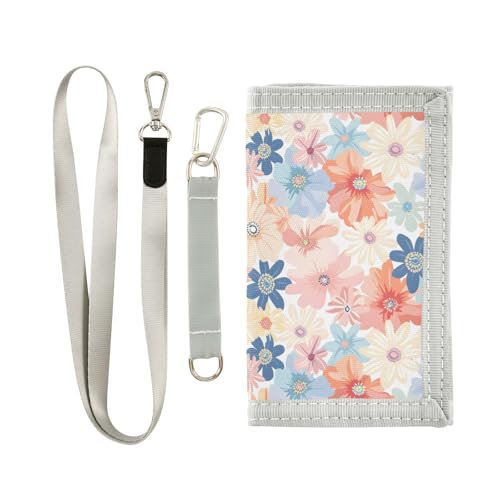 ALAZA Kids Wallets for Boys Girls Toddler Trifold Wallet Children Small Floral Pastel Color with Zipper Coin Pocket