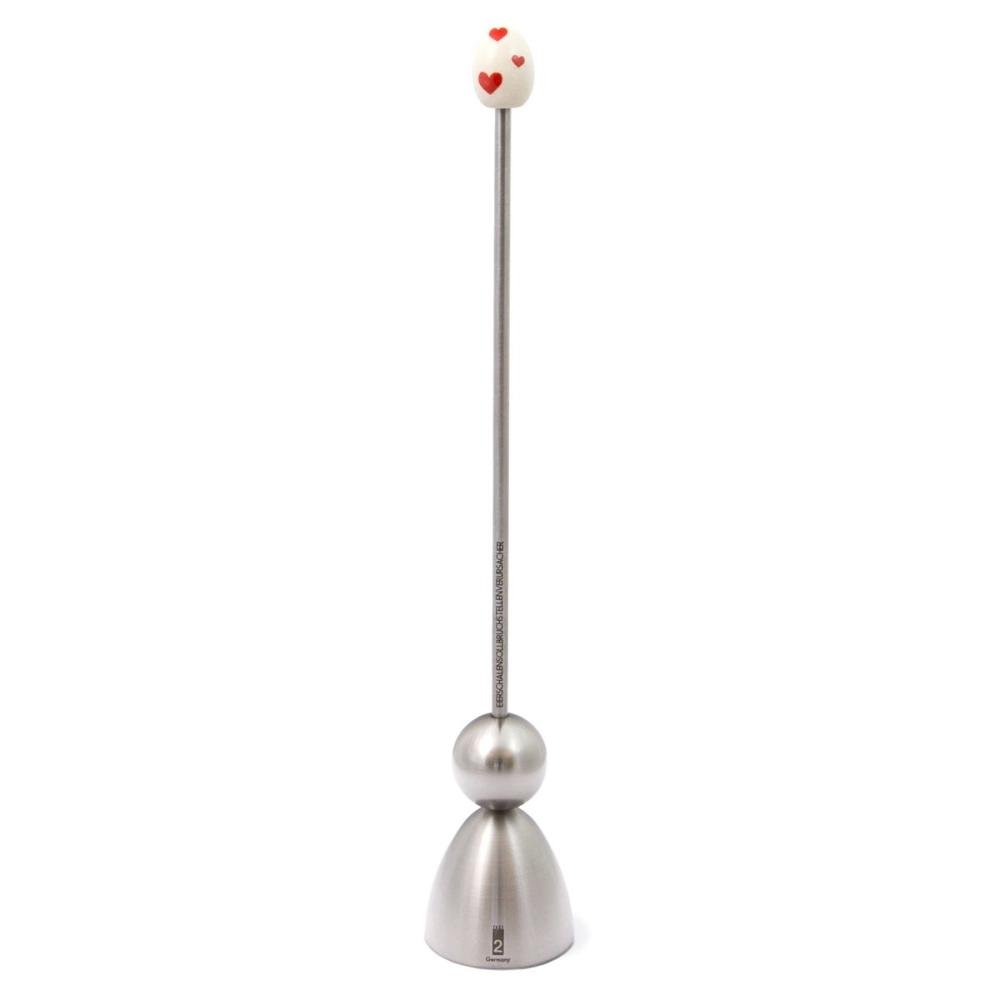 Egg Topper, Stainless Steel, Hearts, Keramik