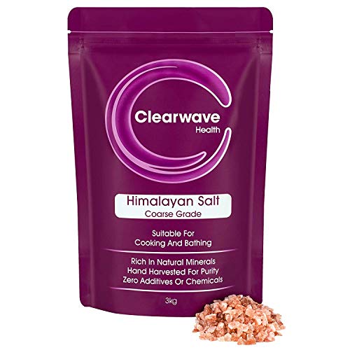 Sal del Himalaya de grado Fino y Grueso 3kg - Sin aditivos - adecuados para cocinar y desintoxicación - Viene en una bolsa sellada reusable (Grado grueso)