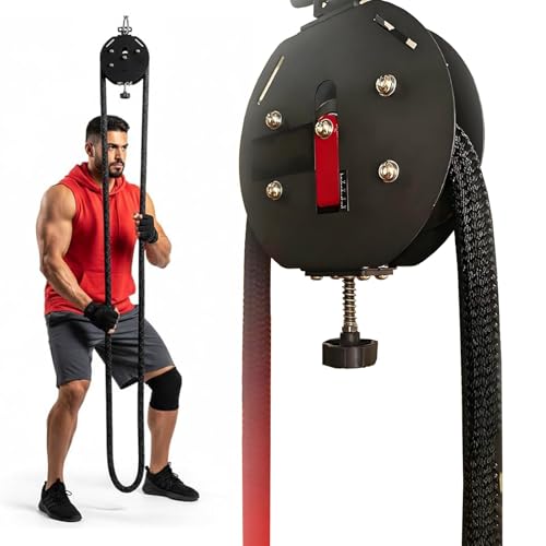 Allenatore di Corde Senza Fine per Palestra Domestica, Macchina con Cavo con Puleggia di Resistenza Regolabile da 5 a 30 kg, Macchina per Tirare La Corda da Fitness per Schiena, Braccia