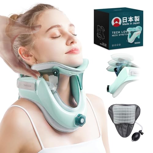 【日本製·医療機器】Techlove ネックストレッチャー ストレートネック 首 サポーター 首 コルセット 首 ストレッチ 頚椎カラー 首伸ばし 首固定 軽量 通気 高さ調整可 男女兼用 自宅用 フリーサイズ 1個セット JX1の商品画像（Amazon）