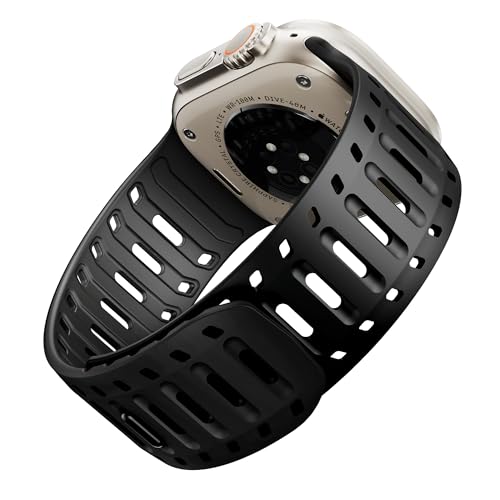 X-it Magnetic Watch Bands for Apple Watch Ultra 49mm, 46mm/45mm/44mm, Breathable Silicone Sport...