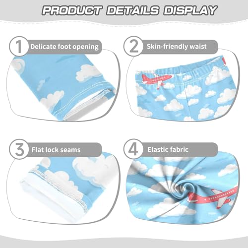Simple Airplane Girls Leggings,Workout Leggings for Girls Toddler Athletic Legging Size for 3-10T3