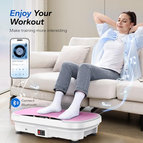 Image of MERACH Vibration Plate Exercise Machine, Vibration Plate for Lymphatic Drainage Weight Loss, Vibrating Plate Exercise Machine with Bluetooth and LED Display, Workout Equipment for Women Men Home