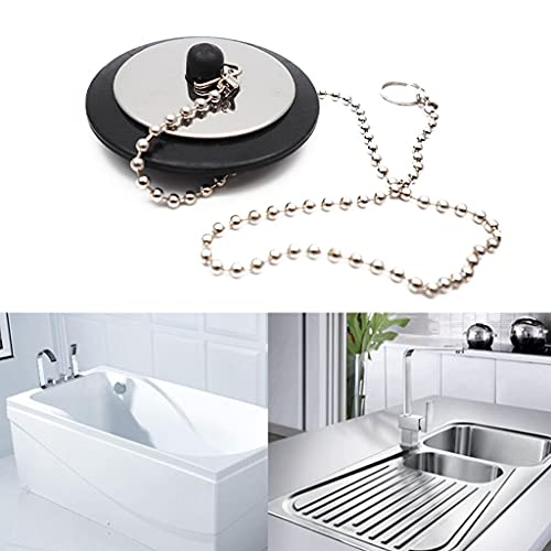 Rubber Choke Bathtub Drain Stopper With Chain Bath Plug Drain Tub Stopper For Home And Hotel 1PC