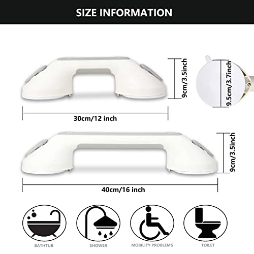 Rackickyer Grab Bars For Bathtubs And Showers, 2 Pack 16 Inch Shower Handles, Strong Suction Grab Bar For Shower, Anti-Slip Shower Grab Bars For Seniors, Bathroom Handicap Grab Bars With Indicators #TOP1