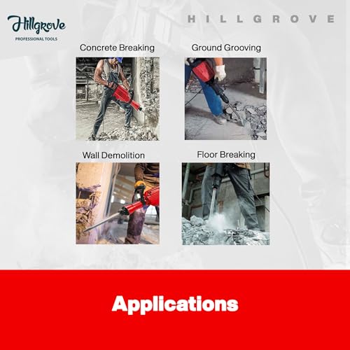 Image of Hillgrove HGCM1068M5 1800 Watt Heavy Duty Demolition Chisel+Hammer Concrete Breaker Drill Machine with 2 Bits for Breaking Concrete Road /Wall /Hammer Drill
