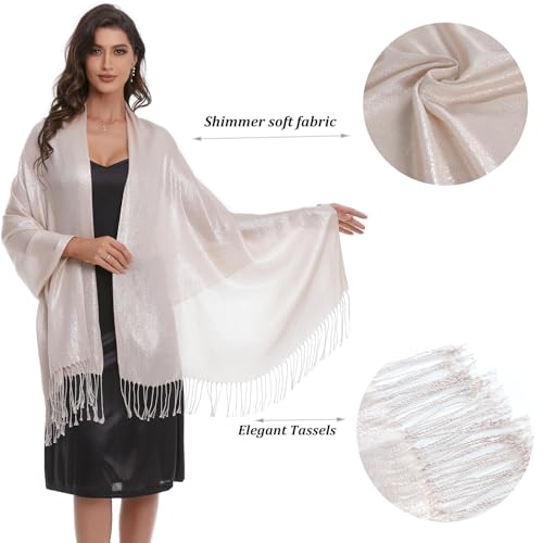 Sparkle Metallic Shawls and Wraps for Evening Dresses Glitter Shimmery Pashmina Scarf for Bride Wedding4