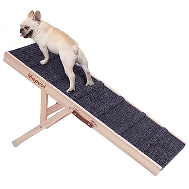AMAZON - MEPVOL Dog Ramp for Couch, Folding Pet Ramp for Small Medium Dogs Cats Non-Slip Portable Ramp Pet Stairs 6 Adjustable Heights 12″ to 22″ for Car, SUV, Bed, Couch 200 LBS