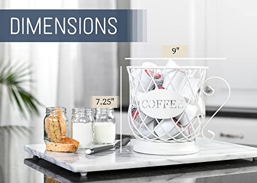 Nat & Jules Coffee Matte White 7 Inch Iron Metal K Cup Coffee Pod Holder Organizer Basket #TOP1