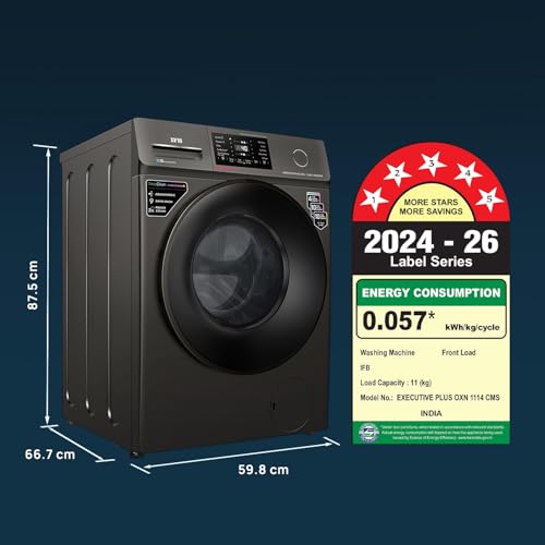 Image of IFB 11 Kg 5 Star, DeepClean, AI Powered, WiFi, Fully Automatic Front Load Washing Machine (EXECUTIVE PLUS OXN 1114 CMS, PowerSteam, 9 Swirl, Steam Refresh, Inbuilt Heater, Eco Inverter, Onyx)