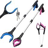2-Pack Grabber Reacher Tool,32 Inch Foldable Reacher Grabber Pickup Tool with Strong Grip Magnetic,360°Rotating Anti-Slip Jaw,Grabber Tool,Grabbers for Seniors for Outdoor & Indoor (Blue&Purple)
