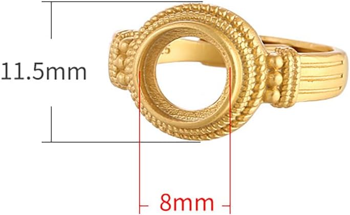 925 Sterling Silver Adjustable Retro Ring Blank with 6/8/9/10mm Round Cabochon Bezel Setting for DIY Rings Jewelry Making Supplies