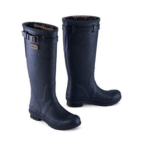 Pendleton Women’s Heritage Embossed Solid Tall Slip-Resistant Rain Boot, Black, Size 8