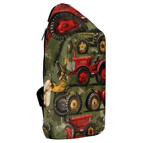 Sac à dos à bandoulière imprimé tracteurs multicolore style grunge