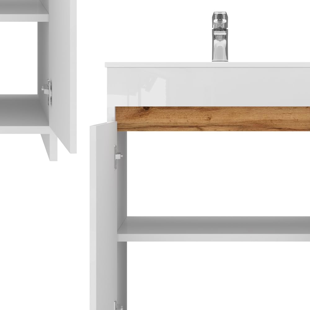 Vicco Meubles Bain Lemgo, Blanc Haute Brillance 59.6 cm