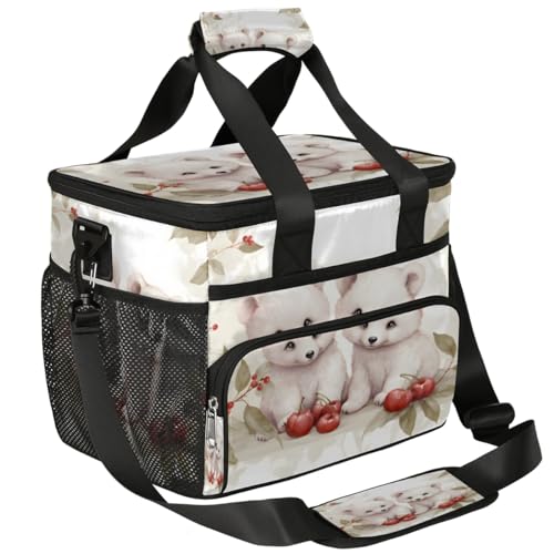 Animal Bear Insulated Picnic Backpack Lunch Box for Women Men Picnic Basket Tote Lunch Bag Picnic Bag Portable Lunch Bags for Picnic, Beach, Work, Trip,Office, Camp Two Bears
