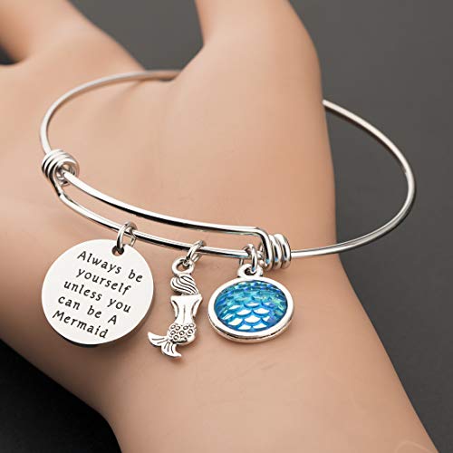 Zuo Bao Inspirational Gift Mermaid Scales Charm Bracelet Sea Mermaid Quote Always Be Yourself Unless You Can Be A Mermaid Bracelet Bangle4