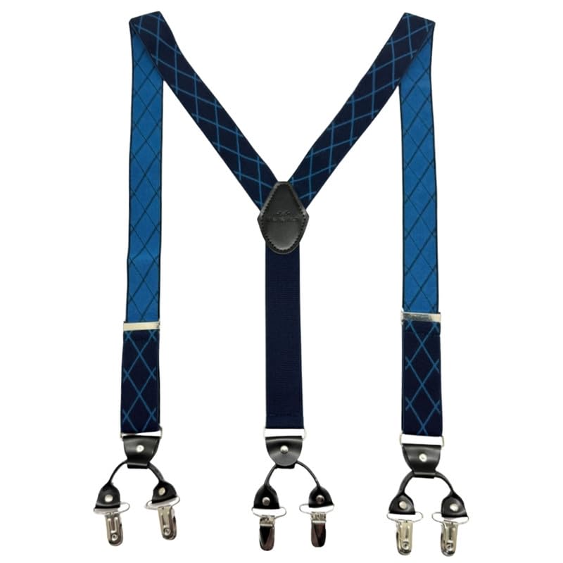 Image of The Tie Hub Suspenders for Men | Slim Clip-On Y-Back Elastic Braces | Adjustable 1.25 Inch | Formal Wedding Office
