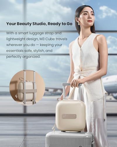 AMIRO M3 Cube Makeup Bag with Lighted Mirror, Stepless Brightness & 3 Color Modes, MagSafe Magnetic Mirror, Portable Travel Organizer with 1100lux Lighting, 4.5L Storage, Waterproof, 10 inches, White - Image 3