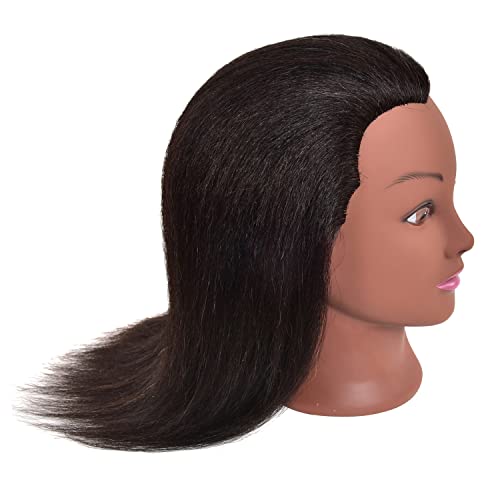 Kalyx Mannequin Head Real Hair for Cosmetology Manikin Maniquins Hairdresser Practice Training Head Doll Head and Table Clamp Stand - Image 3