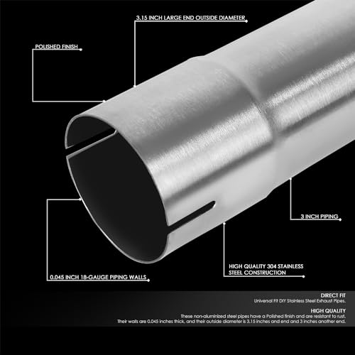 Image of DNA MOTORING 8Pcs 3 Inches Stainless Steel DIY Custom Exhaust Tubing Mandrel Bend Pipes Straight & U-Bend Kit, Universal Fit, ZTL-30SS-8P