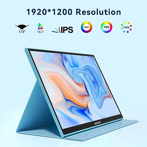 Image of GEEKOM Portable Monitor（2026）, 16'' 1200P FHD Laptop Monitor USB C HDMI Computer Display HDR Eye Care External Screen w /Smart Cover for PC Mac Laptop Phone