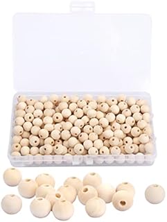 200 Pcs 12 mm Natural Round Wood Beads Set, Untreated Wooden Balls with Hole for Crafting, DIY Crafts Jewellery Making