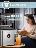 Eiswürfelmaschine Testsieger 2025, 14 kg 24 Stunden, 9 Eiswürfel in 6-8 Minuten, Gerauscharmer Betrieb, 120W Ice Maker mit Schaufel u. Korb, Eiswürfelbereiter Klein für Zuhause, Büro – Ansicht 9