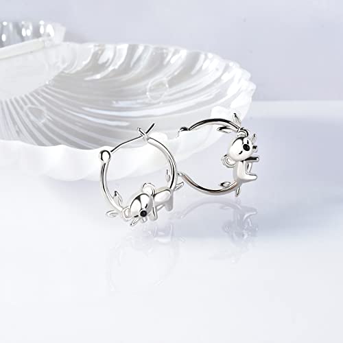 Koala Earrings for Girls - Sterling Silver Koala Hoop Earrings for Teens Hypoallergenic Cute Animal Earrings for Women for Sensitive Ears Huggie Hoop Earrings Gifts for New Years Birthday3