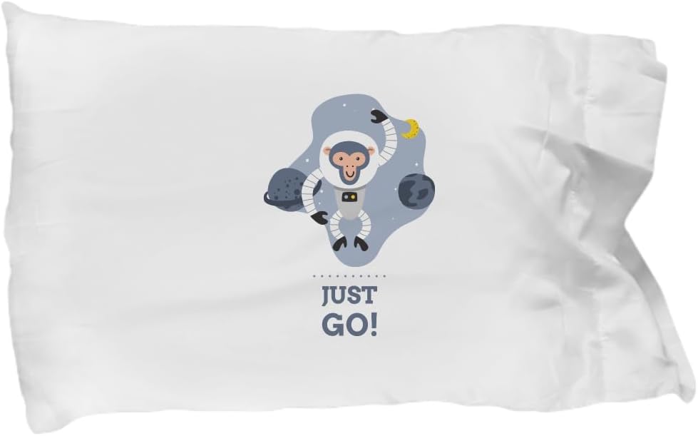 Pillowcase Just Go Kids Monkey in Space Funny Space Lover Gift Astronomy Fan Pillow Cover Case 20x30