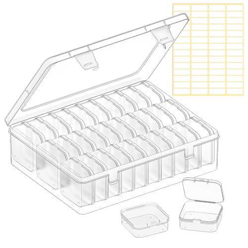 Image of SHALVI Transparent Jewellery & Accessories Storage Box | Box Multi-Compartment Organizer with Removable Grids | Plastic Organizer Box for Earrings, Beads, Craft & Small Items (30-PCS (2))