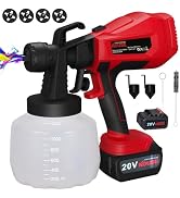 KOUSE Cordless Electric Paint Sprayer, 20V Battery Spray Painter with 1200ml Container, 4 Brass N...