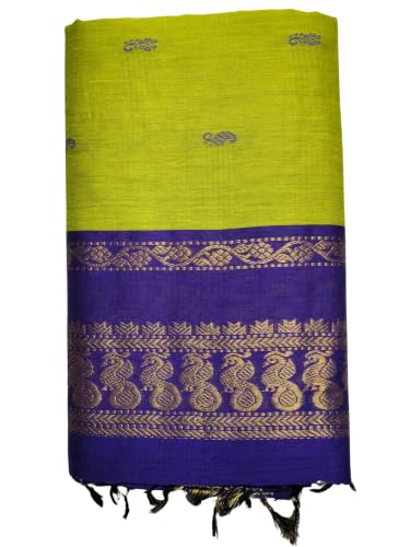 Image of Pure Kalyani Cotton Saree | Zari Border & Blouse Piece - Lata Gadwal Design | Traditional Saree