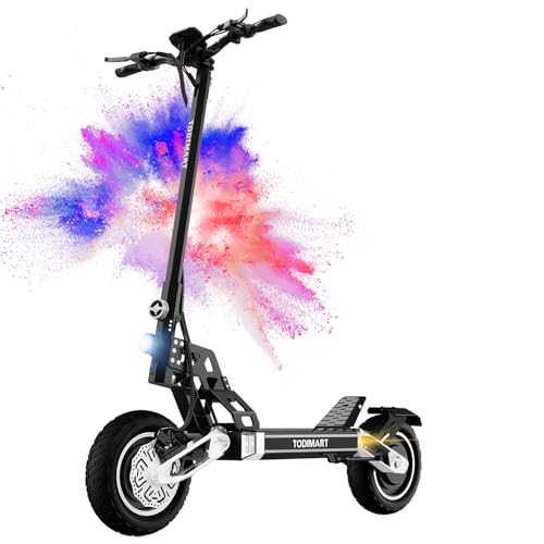 Electric Scooter, 60-70km Range, 52V 20.8 Ah Battery, 10 inch Off-Road Tires, Electric Scooter Adult 150 kg Load Capacity, Double Suspension, TODIMART S13 Folding Escooter