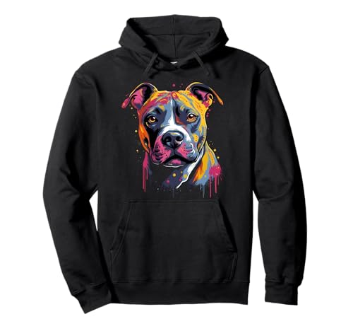Amstaff American Staffordshire Terrier Cucciolo Colorato Nero Felpa con Cappuccio