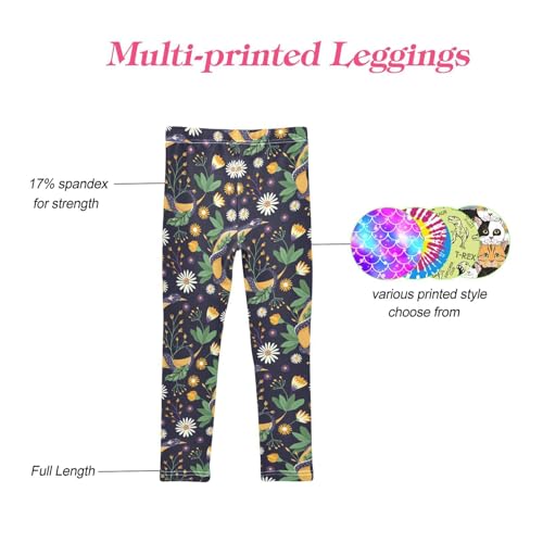 CaTaKu Girls Leggings Daisy Boho Snake Leggings for Girls Kids Athletic Workout Yoga Pants Size 4-10T4