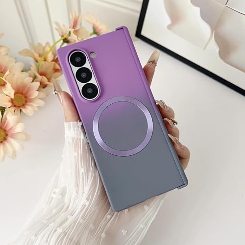 Coque pour Samsung Z Fold 4 magnétique rigide antichoc violet gris dégradé