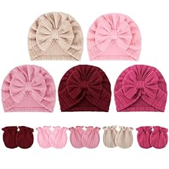 5 Baby Bow Hats + 5 Pairs Mittens (Set T)
